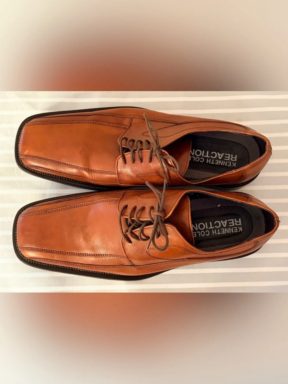 Reaction By Kenneth Cole Cognac Brown Oxford Dress Shoes W03214 Size 10 EUC